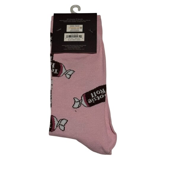 Tootsie Roll Candy Pink Crew Socks Unisex One Size 10-13 - Picture 2 of 2